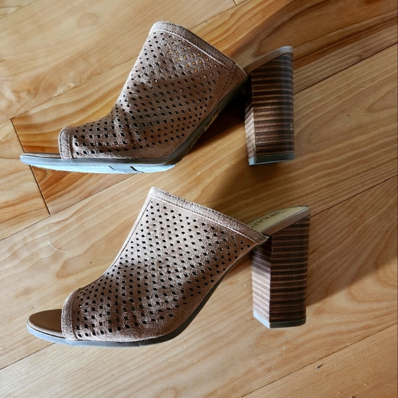 Sam Edelman Circus Beige microsuede mules with block heel - Picture 3 of 6